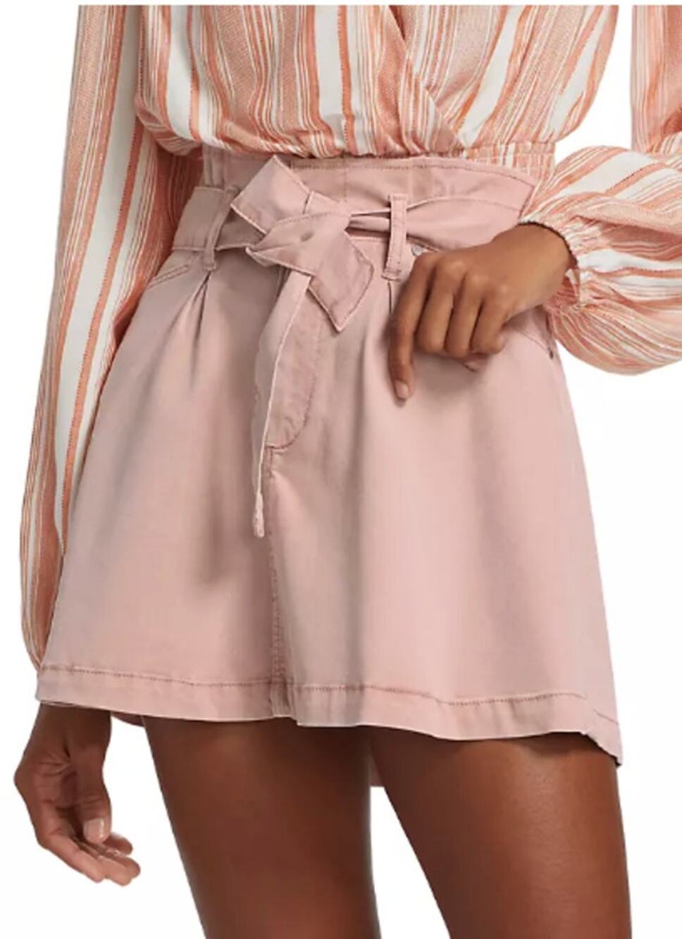 PAIGE Skirt Womens 32 Pink Nayla Paperbag Miniskirt Vintage Rouge Glow Belted
